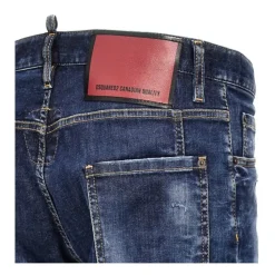 Jeans^Dsquared2 Ryddig Biker Jeans med Brugt Effekt Blå