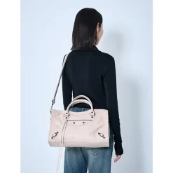 Indkøbstasker^Balenciaga Rynket Læder Håndtaske med Studs Brun