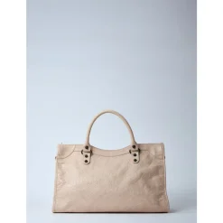 Indkøbstasker^Balenciaga Rynket Læder Håndtaske med Studs Brun