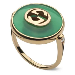Smykker^Gucci Sammensatte ring i lyserød guld, agat og diamant Grøn
