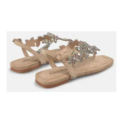 Sandaler^ALMA EN PENA Sandal prydet med strass-blomster Beige