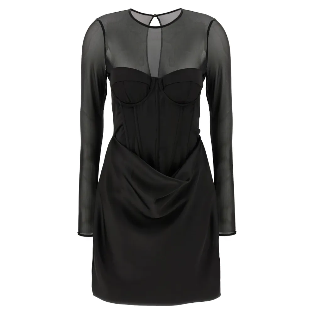 Kjoler<ROTATE Birger Christensen Satin Corset Mini Dress Sort