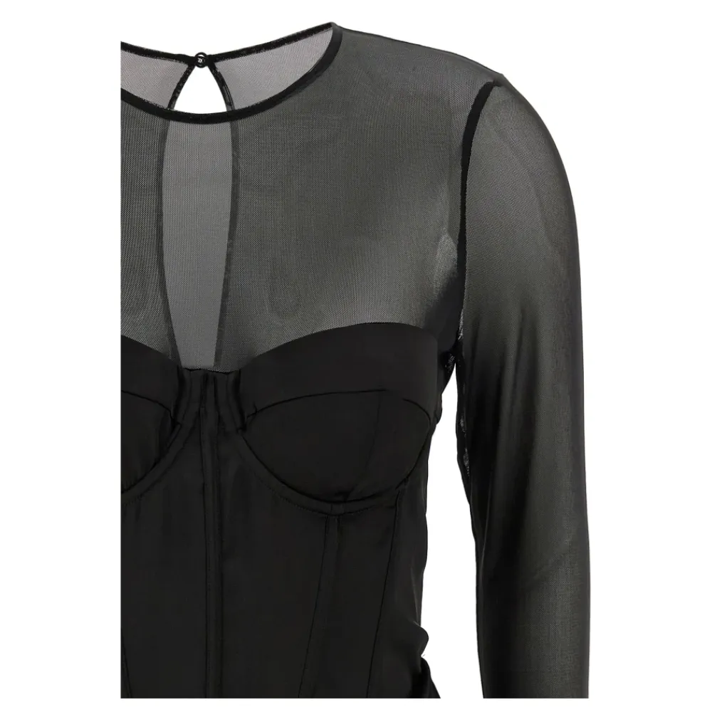 Kjoler<ROTATE Birger Christensen Satin Corset Mini Dress Sort