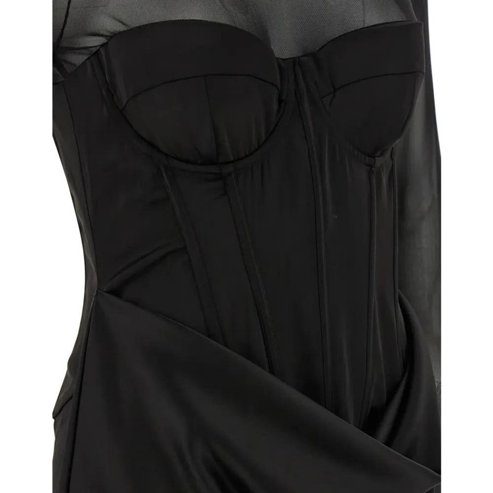 Kjoler<ROTATE Birger Christensen Satin Corset Mini Dress Sort