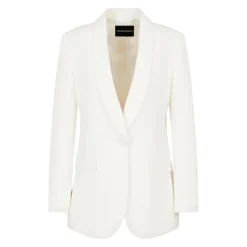 Jakker^Emporio Armani Satin Shawl Krave Knap Jakke Hvid