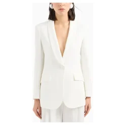 Jakker^Emporio Armani Satin Shawl Krave Knap Jakke Hvid