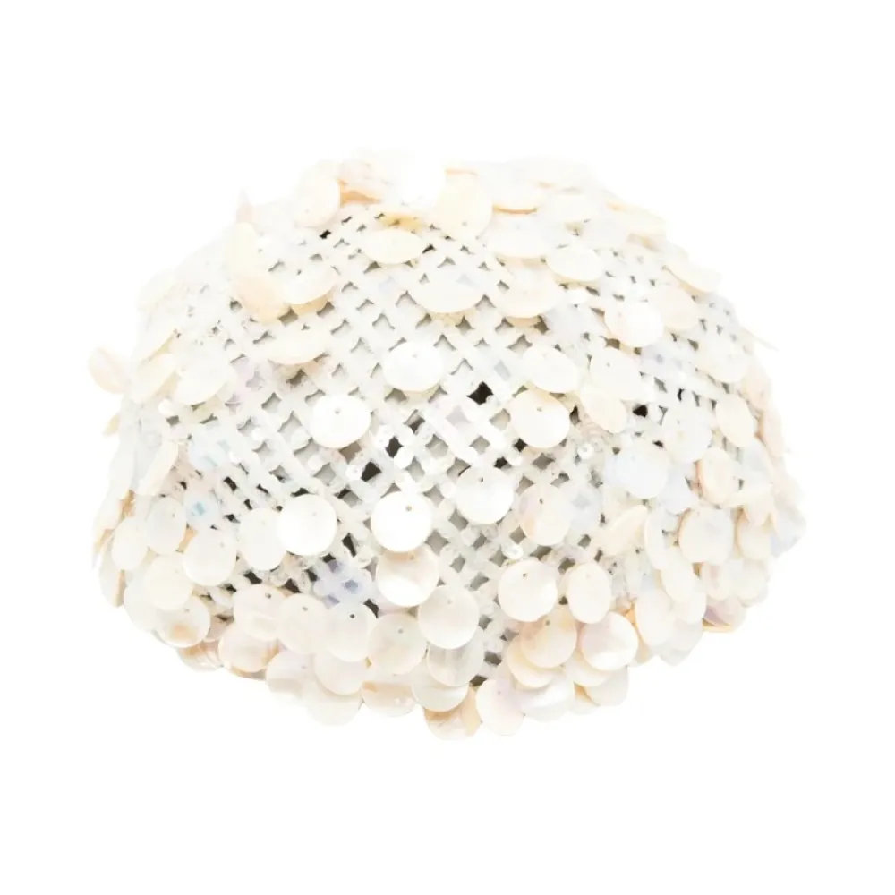 Huer & Kasketter^Alanui Sequin Embellished Open Knit Beanie Hvid