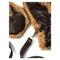 Handsker^Bottega Veneta Shearling Leather Logo Handsker Brun