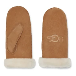 Handsker^UGG Sheepskin Embroider Mittens Chestnut Brun