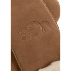 Handsker^UGG Sheepskin Embroider Mittens Chestnut Brun