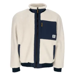 Fleece^Element Sherpa Jakke med Høj Hals Lynlås Beige