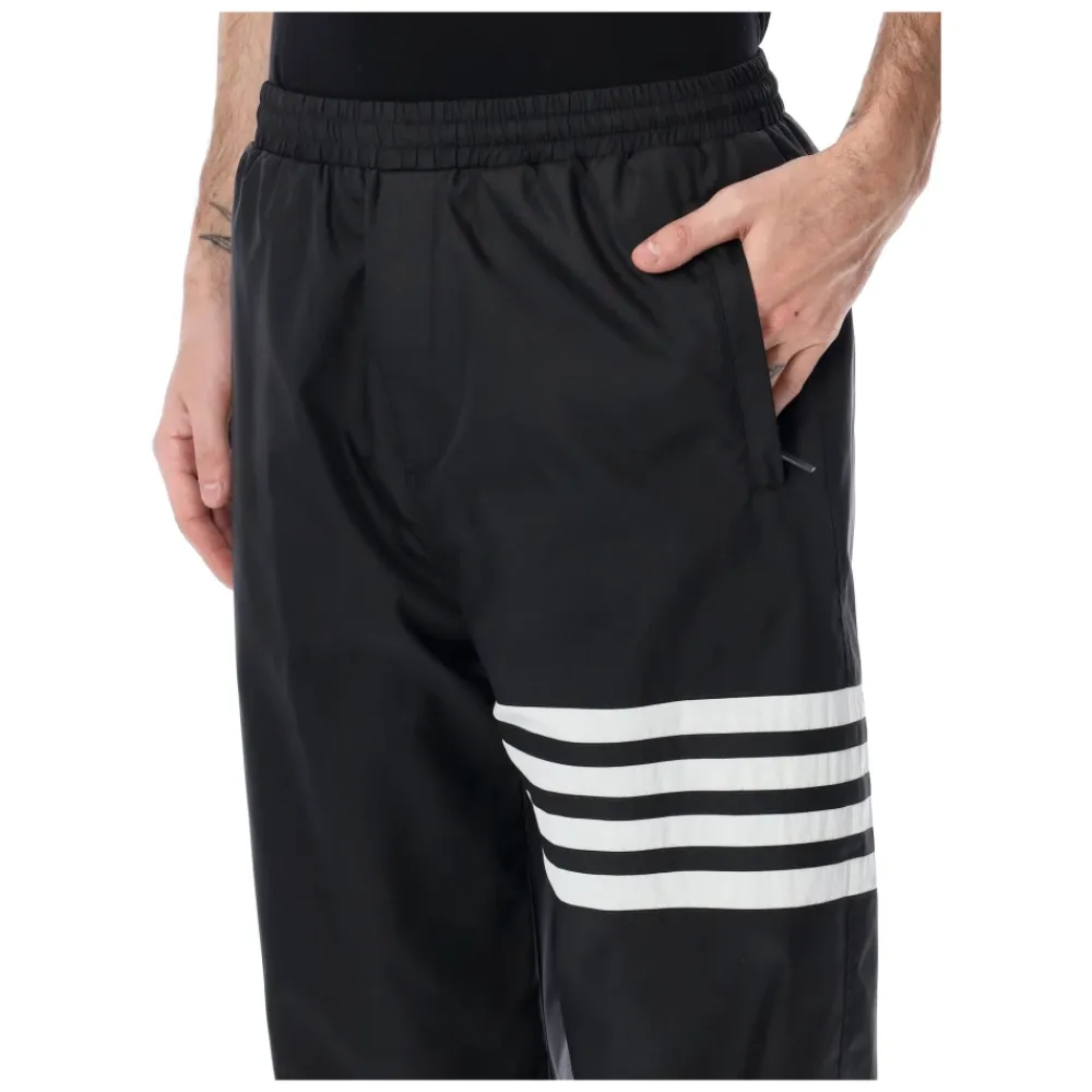 Træningsbukser & Tights<Thom Browne Shiny Ripstop 4-Bar Track Pants Sort