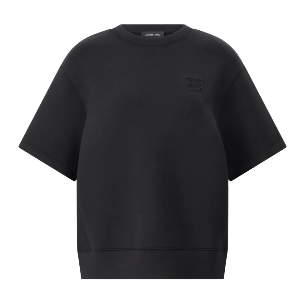 Sweatshirts^Anine Bing Short Sleeve Jadon Sweatshirt Sort