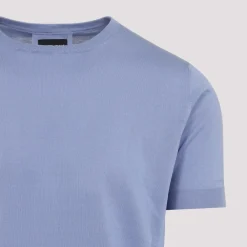 Strik<Giorgio Armani Silk Pullover Blå