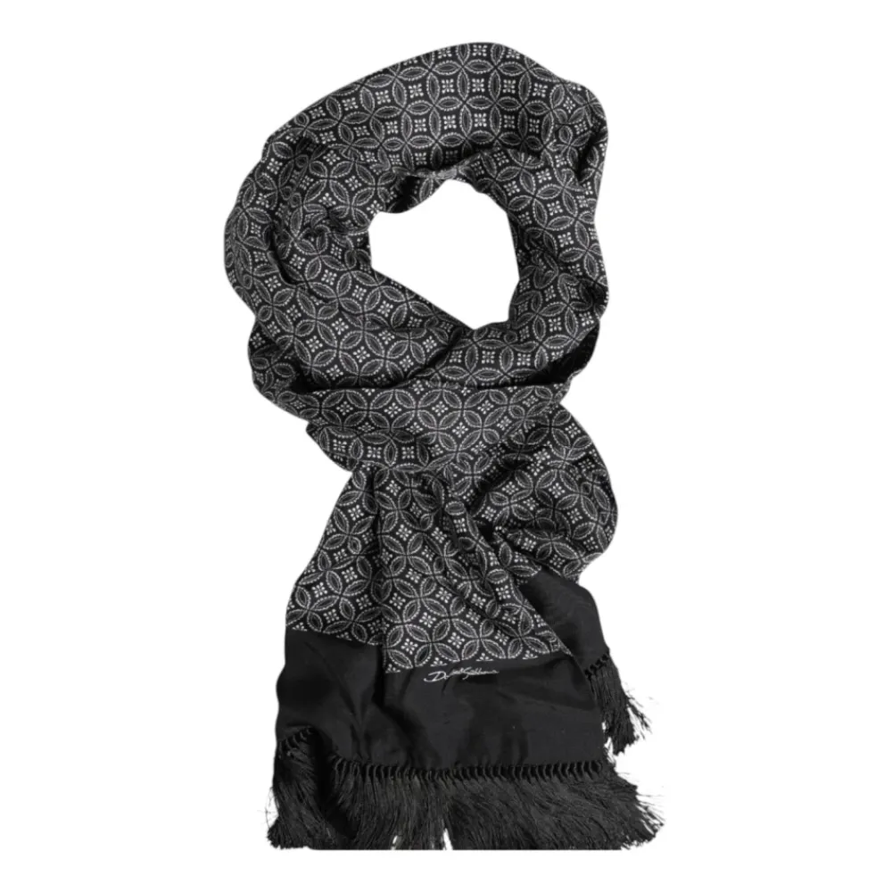 Halstørklæder Og Tørklæder<Dolce & Gabbana Silke Frynser Foulard Tørklæde Sort