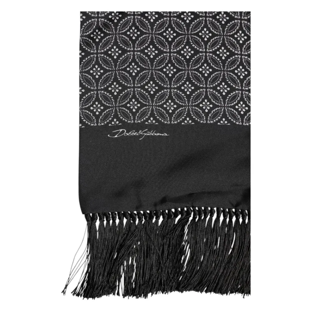 Halstørklæder Og Tørklæder<Dolce & Gabbana Silke Frynser Foulard Tørklæde Sort