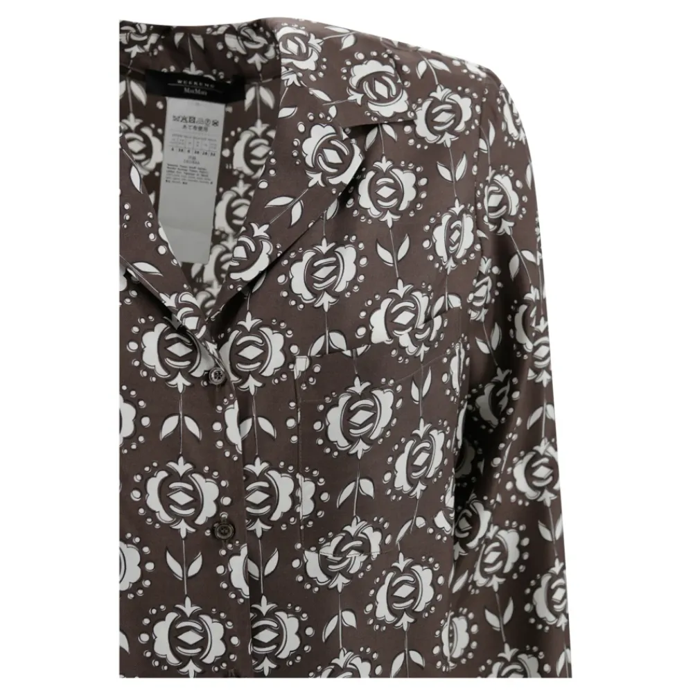 Bluser & Skjorter^Weekend Max Mara Silke Pajama-inspireret Skjorte Brun