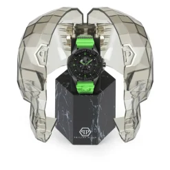 Ure<Philipp Plein Skull Watch med grøn rem Sort