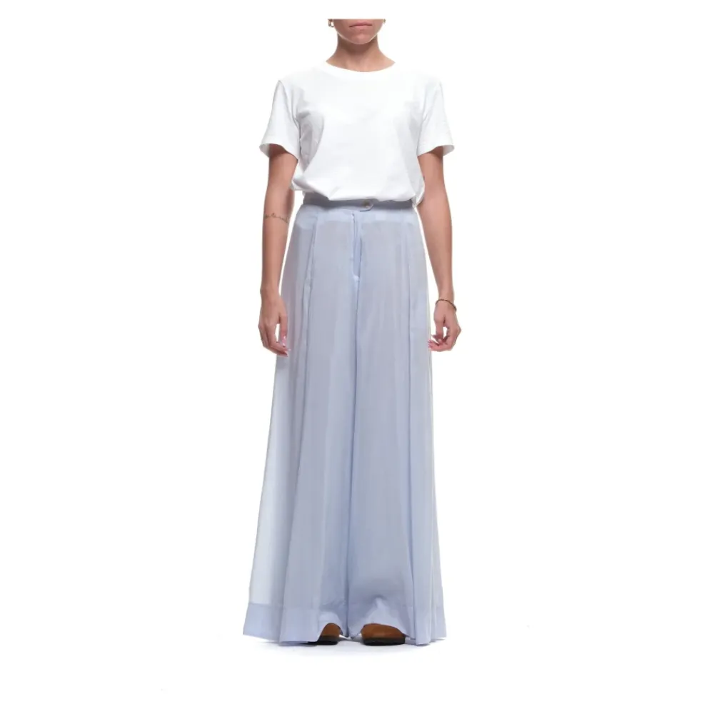 Bukser<Forte Forte Sky Blue Wide Trousers Blå
