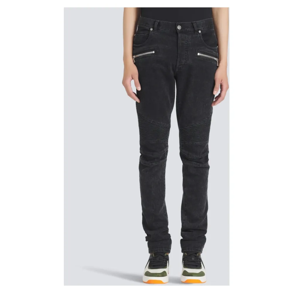 Jeans^Balmain Slim fit bomuld jeans Sort