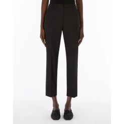 Bukser<Weekend Max Mara Slim Fit Cropped Bomuldsbukser Sort