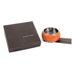 Smykker^Bottega Veneta Sølv Slange Læder Armbånd Orange