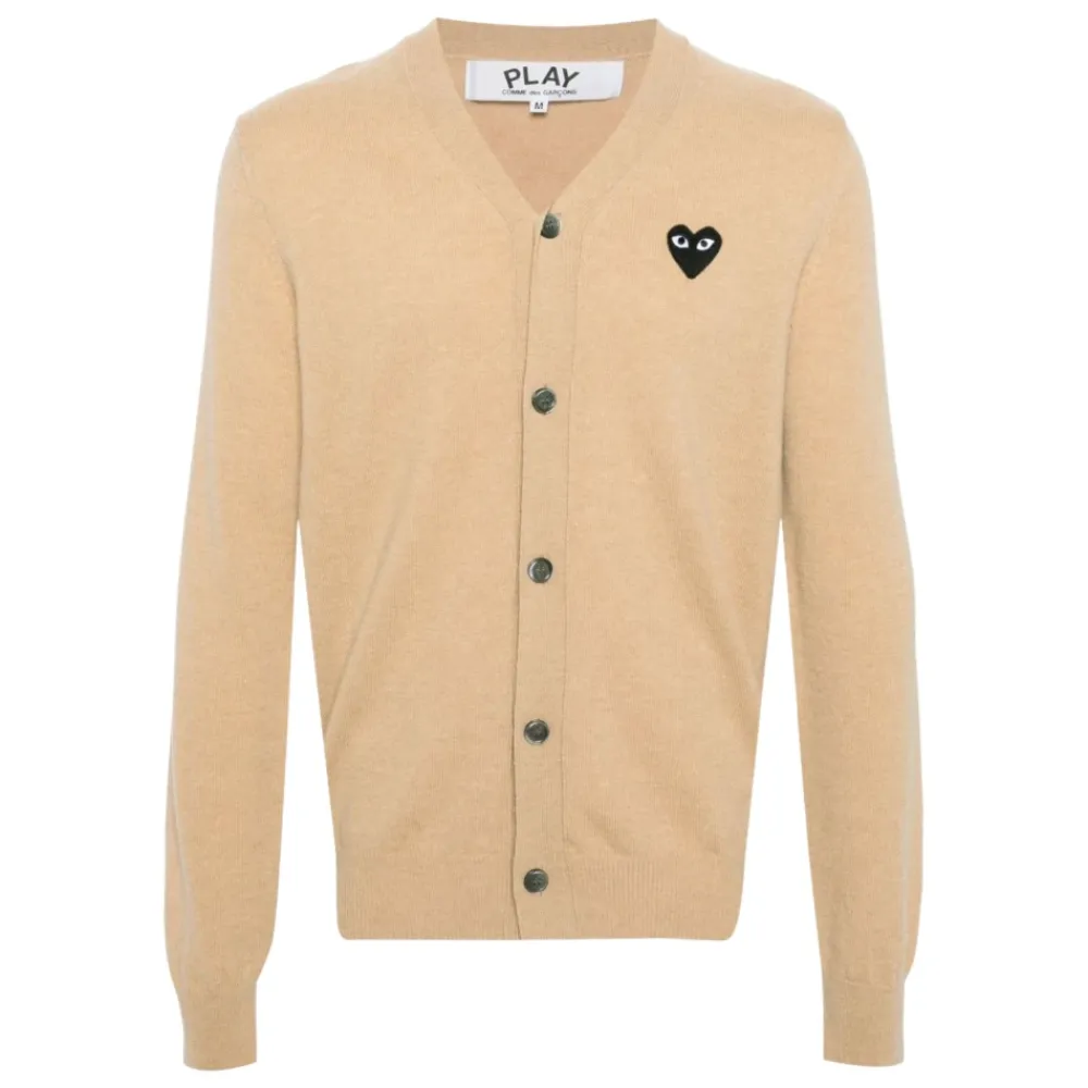 Strik^Comme des Garçons Play Small Heart Strikket Cardigan Beige