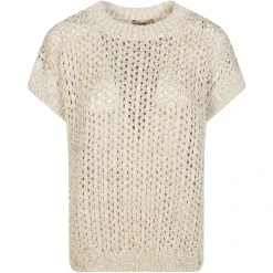 Striktrøjer & Sweatere<Herno Smanicato Traforato in Cotone Beige