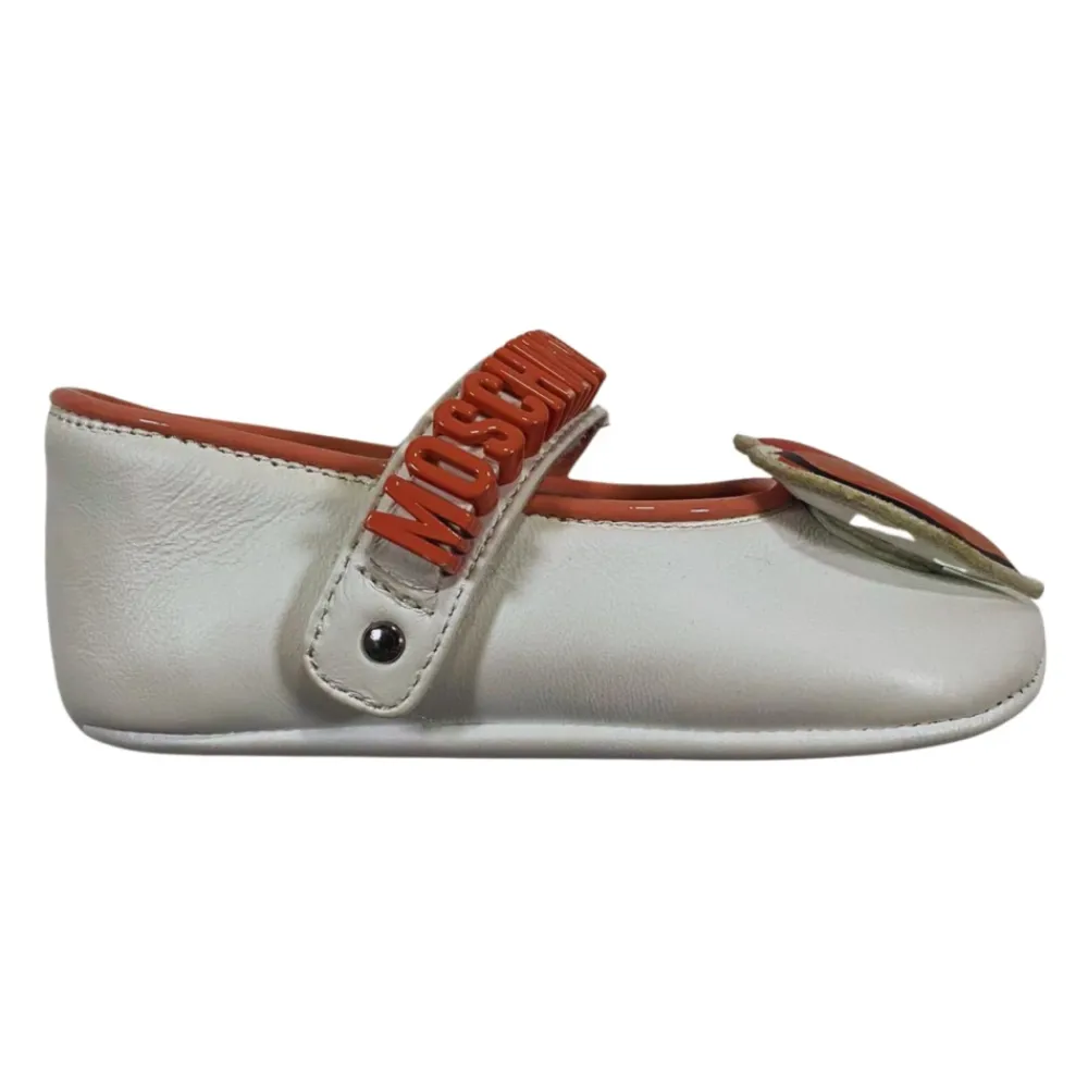 Ballerinasko<Moschino Smooth Leather Ballerina Hvid