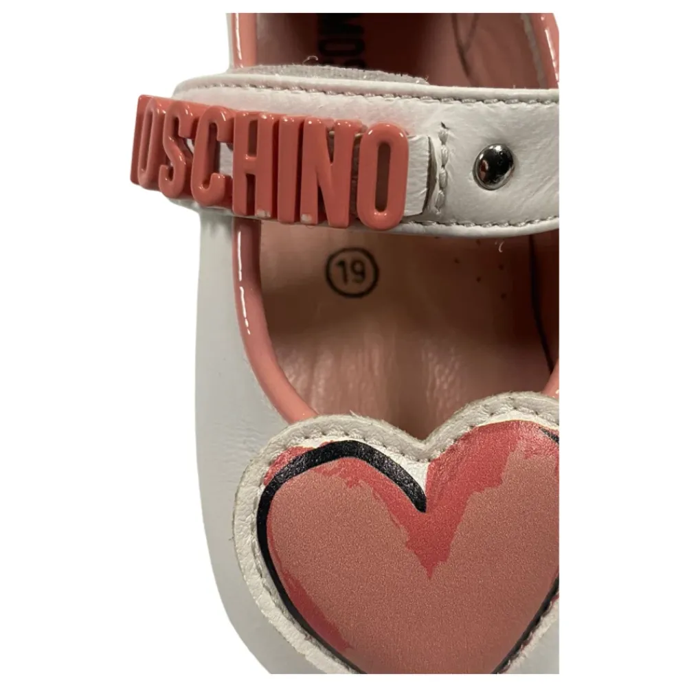 Ballerinasko<Moschino Smooth Leather Ballerina Hvid