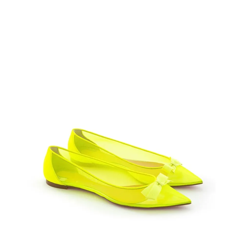 Ballerina Sko<Christian Louboutin Sol Mesh Flad Elegance Gul