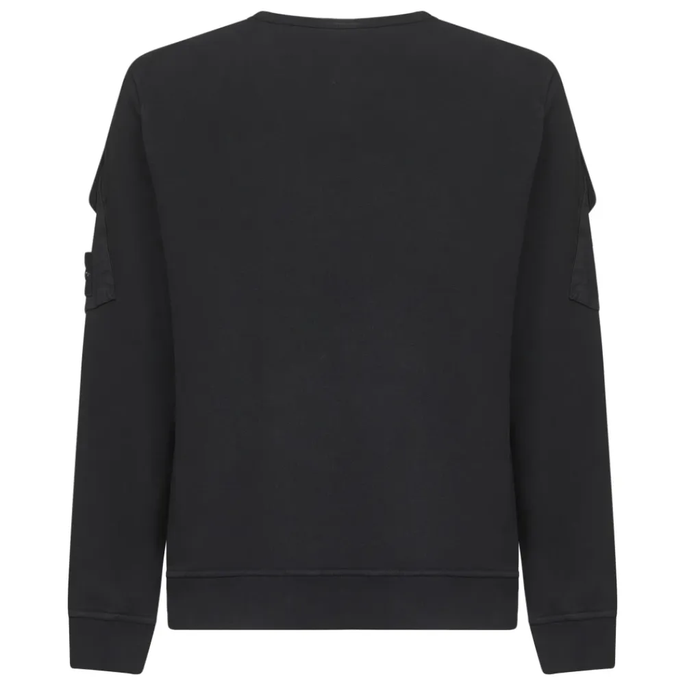 Trøjer|Sweatshirts<Stone Island Bomuldssweater med Lommer Sort