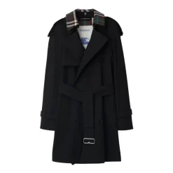 Frakker<Burberry bomuldstrenchcoat med ternet mønster Sort