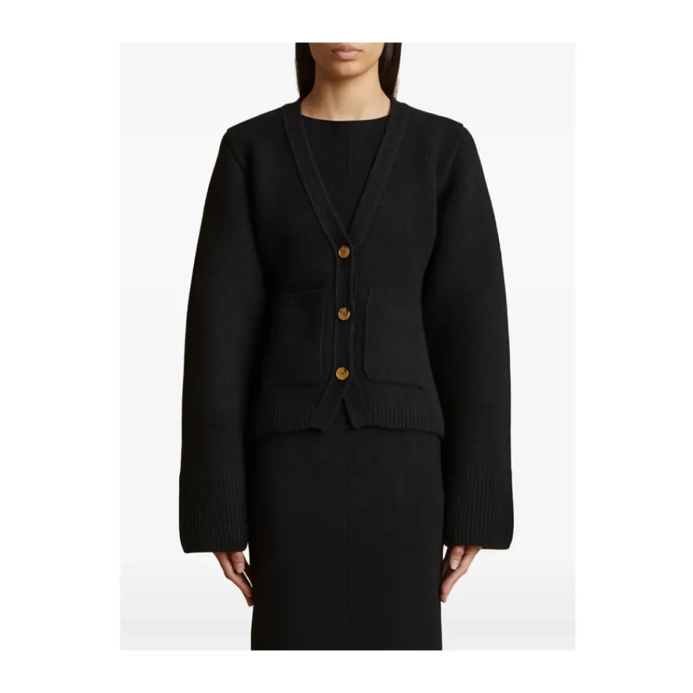 Striktrøjer & Sweatere^Khaite Cashmere V-Hals Sweater Sort