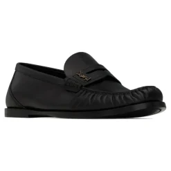 Loafers<Saint Laurent Cassandre Loafers Håndsyet Læder Sort