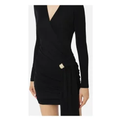 Kjoler^Elisabetta Franchi Cross-Neck Draperet Mini Kjole Sort