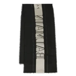 Halstørklæde<Balmain Frynset Tørklæde med Logo Sort