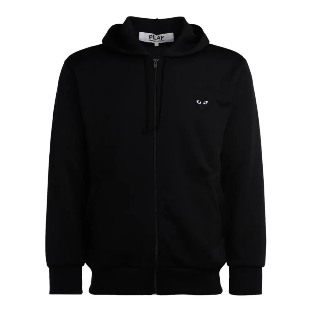 Trøjer<Comme des Garçons Play hættetrøje med hjertelogo lynlås Sort