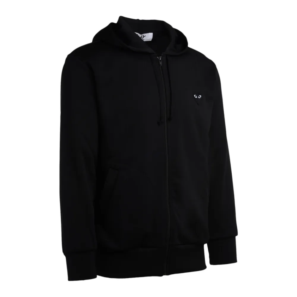 Trøjer<Comme des Garçons Play hættetrøje med hjertelogo lynlås Sort