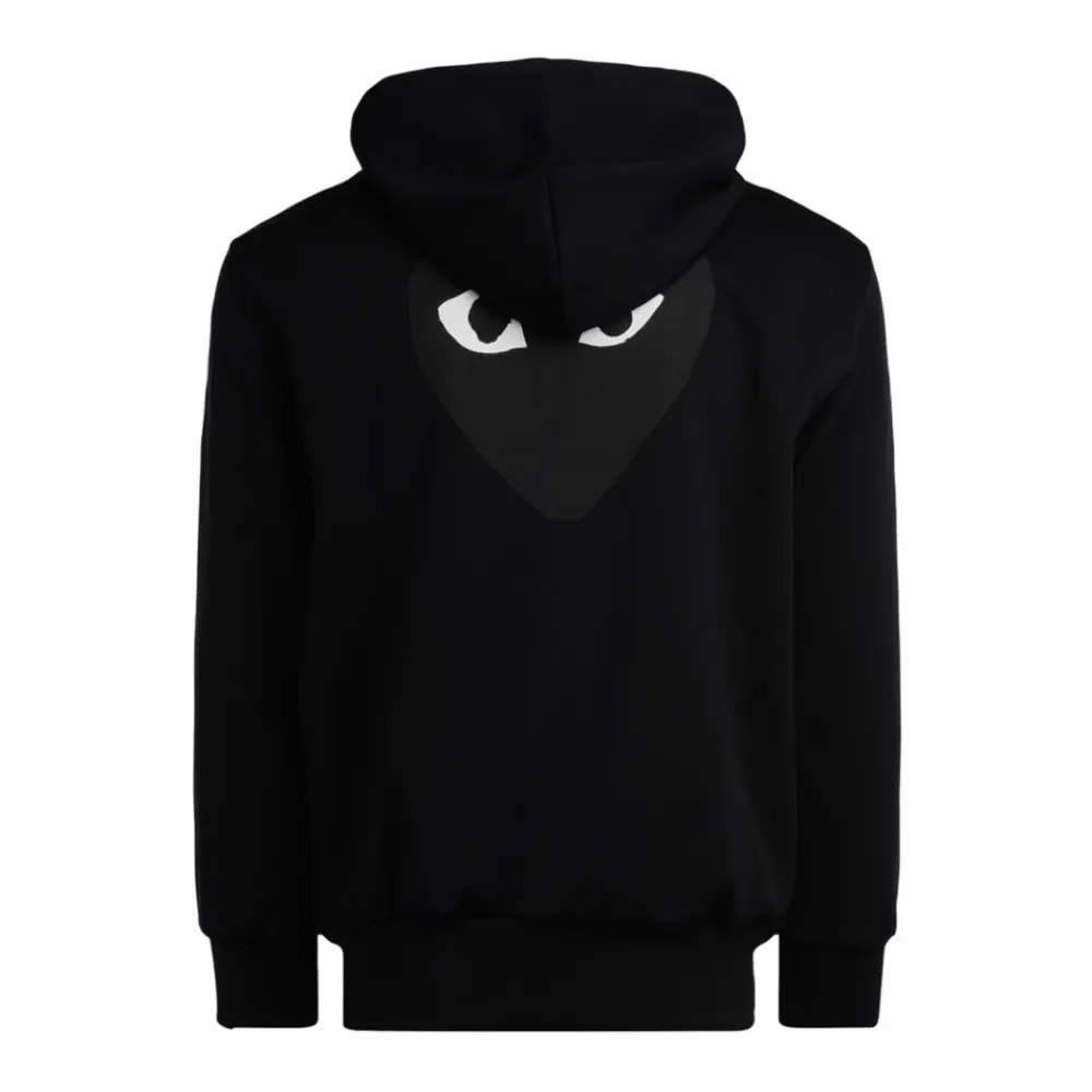 Trøjer<Comme des Garçons Play hættetrøje med hjertelogo lynlås Sort