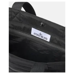 Indkøbstasker^Stone Island Iridescent Nylon Metal Tote Taske Sort