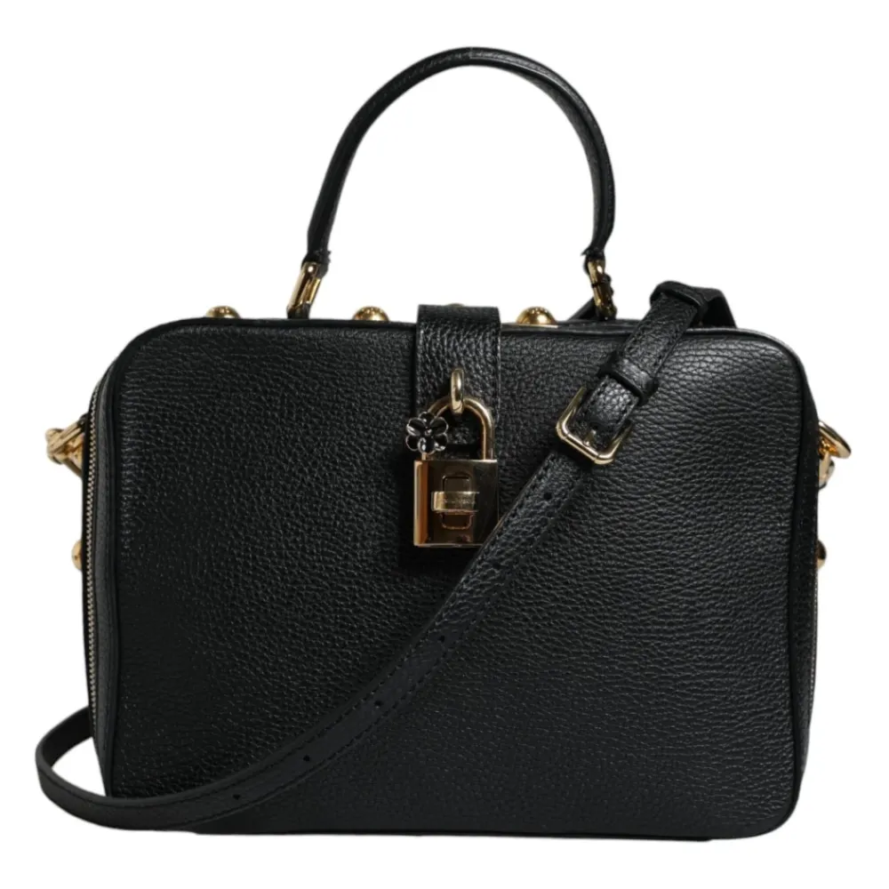 Håndtasker^Dolce & Gabbana Kalveskind Håndtaske med Guld-Tone Hardware Sort