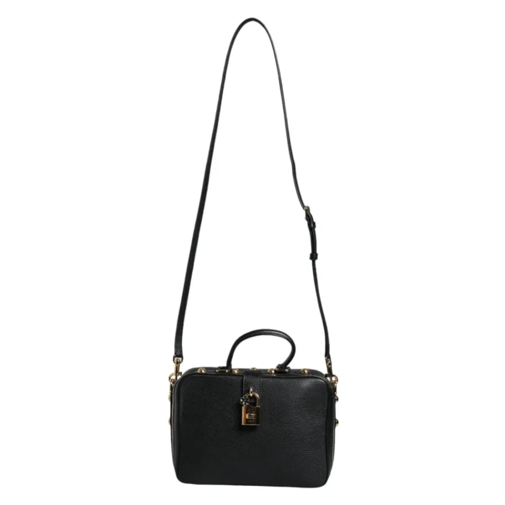 Håndtasker^Dolce & Gabbana Kalveskind Håndtaske med Guld-Tone Hardware Sort