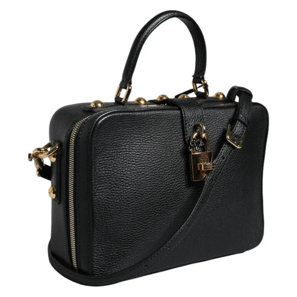 Håndtasker^Dolce & Gabbana Kalveskind Håndtaske med Guld-Tone Hardware Sort