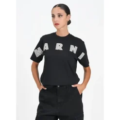T-Shirts<Marni kortærmet logo T-shirt Sort