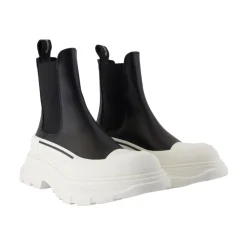 Chelsea Boots^Alexander McQueen Læder Ankelstøvler - Slip-On Sort