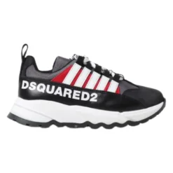 Sneakers^Dsquared2 læder børnesko med hvide striber Sort