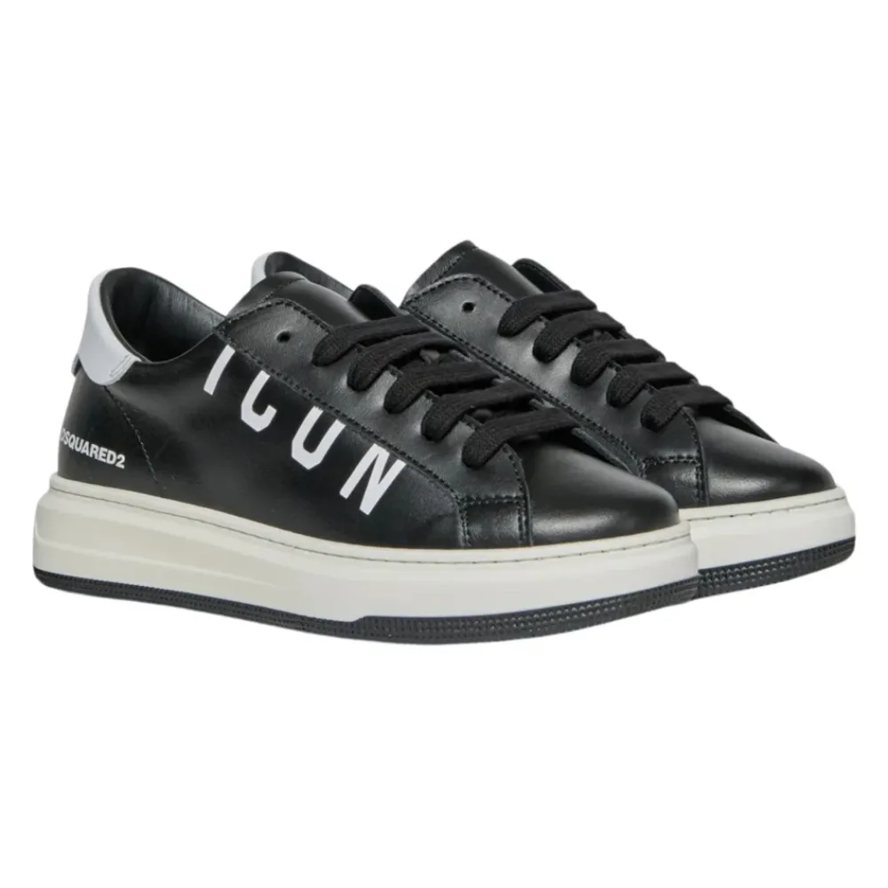Sneakers^Dsquared2 Læder Børnesneakers med Logo Sort