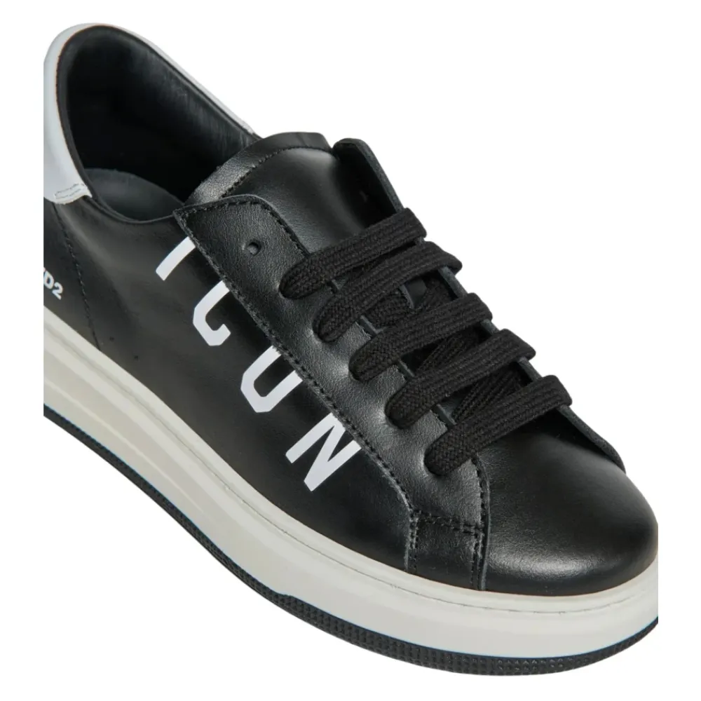 Sneakers^Dsquared2 Læder Børnesneakers med Logo Sort