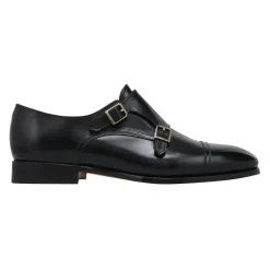 Business Sko^Santoni Læder Loafer Dobbelt Spænde Sko Sort